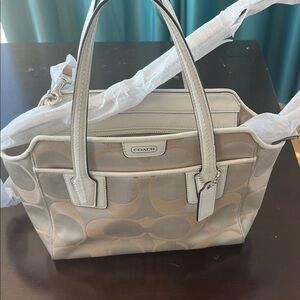 Coach Beige and Gray Tote Bag